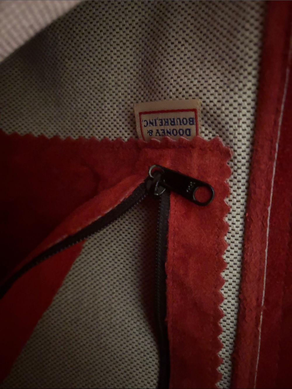 Dooney & Bourke Red Suede Tote with Tan Handles - Picture 15 of 16